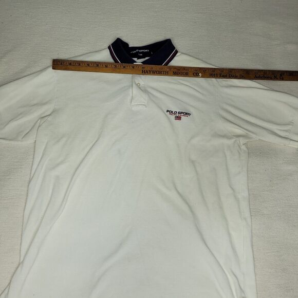 Vintage Polo Sport Ralph Lauren Mens Size L White Retro Preppy Made In USA Y2k - Picture 10 of 16